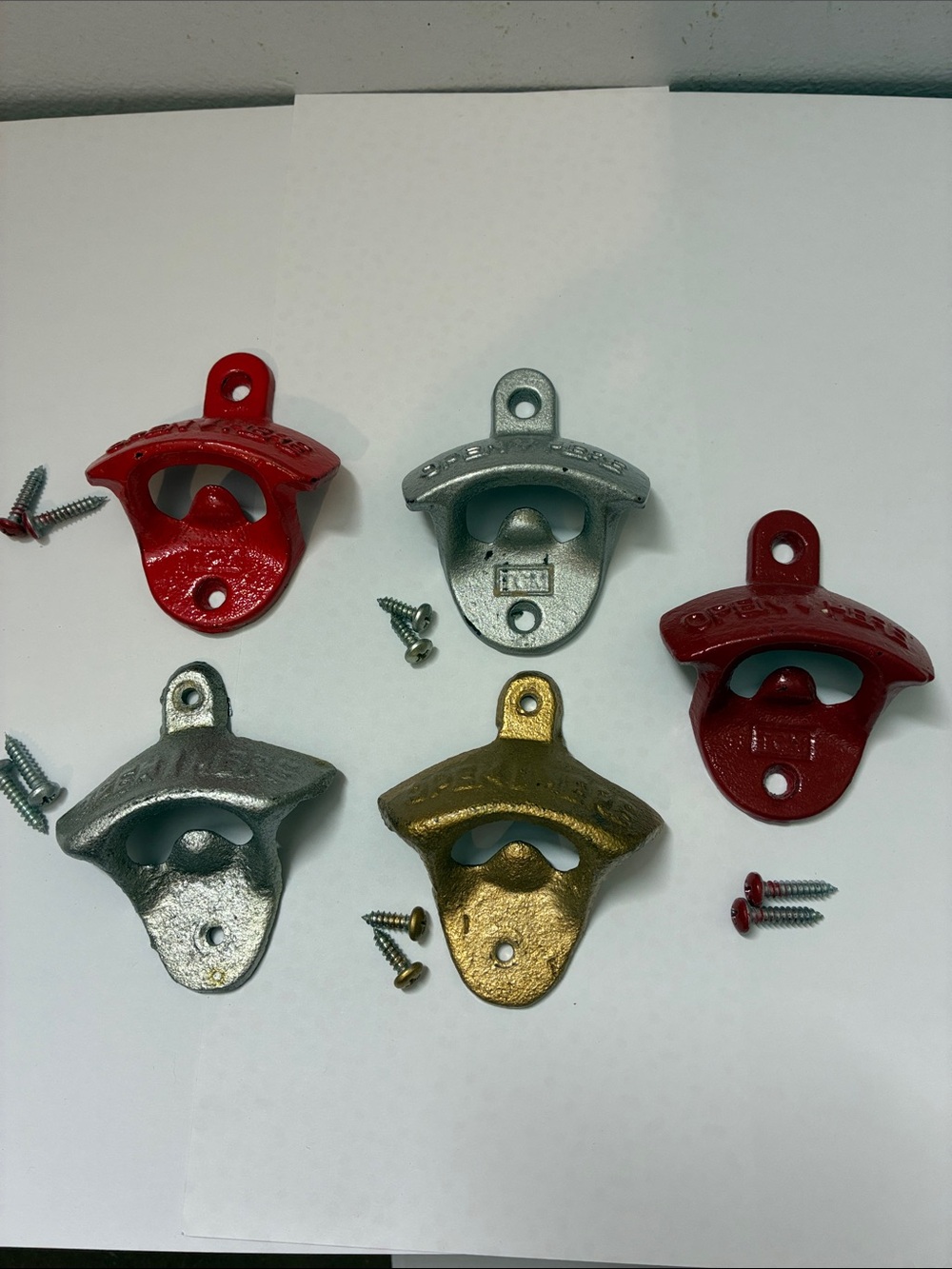 Wall-Mount Bottle Opener - Red, Silver, Gold Finish
